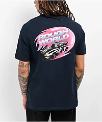 Rough World Burn Out Navy T-Shirt