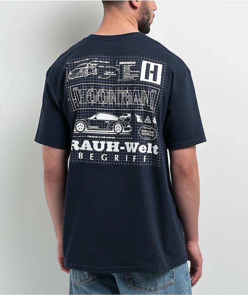 Rough World x Hoonigan Rauh Welt Grid Navy T-Shirt