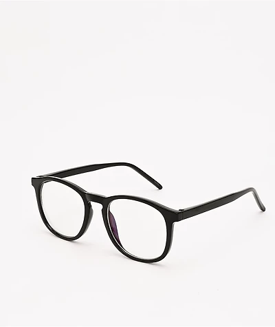 Round Black & Clear Blue Light Glasses