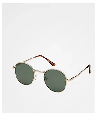 Round Gold & Green Sunglasses