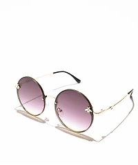 Round XL Bee Purple & Gold Sunglasses