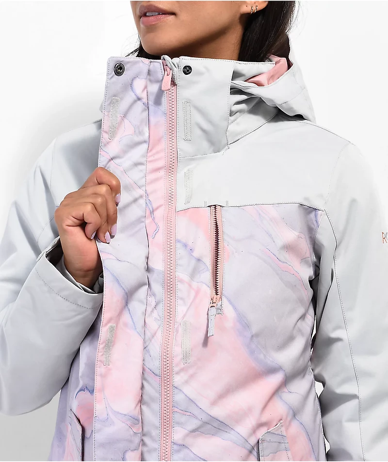 Roxy Jetty Colorblock Pink & Grey 10K Snowboard Jacket