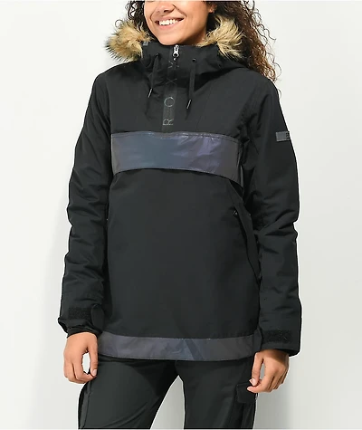 Roxy Shelter Black & Irridescent Anorak 10K Snowboard Jacket