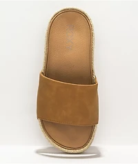 Roxy Slippy Espadrille Tan Slide Sandals