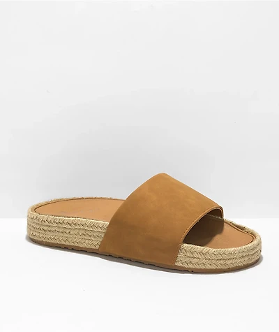Roxy Slippy Espadrille Tan Slide Sandals