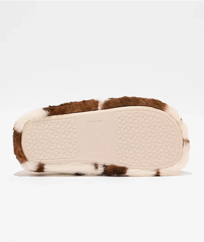 Roxy Sloane Cow Print Slippers