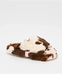 Roxy Sloane Cow Print Slippers