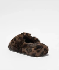 Roxy Sloane Leopard Print Faux Fur Slide Slippers