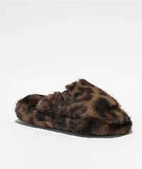 Roxy Sloane Leopard Print Faux Fur Slide Slippers