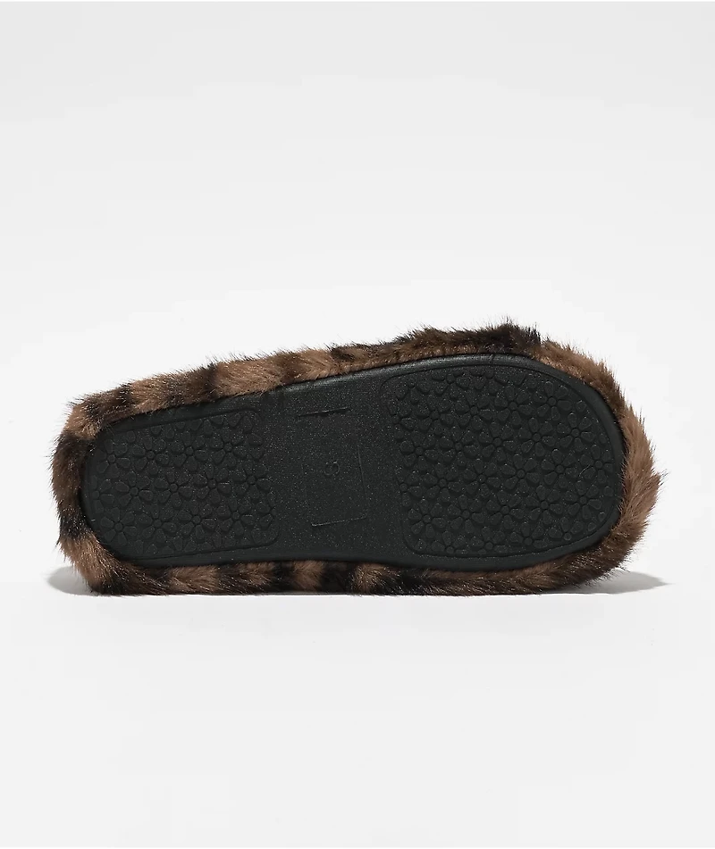 Roxy Sloane Leopard Print Faux Fur Slides
