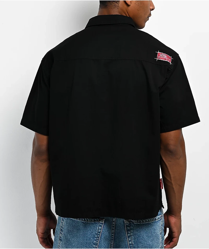 Rusty Crisis Black Short Sleeve Button Up Shirt