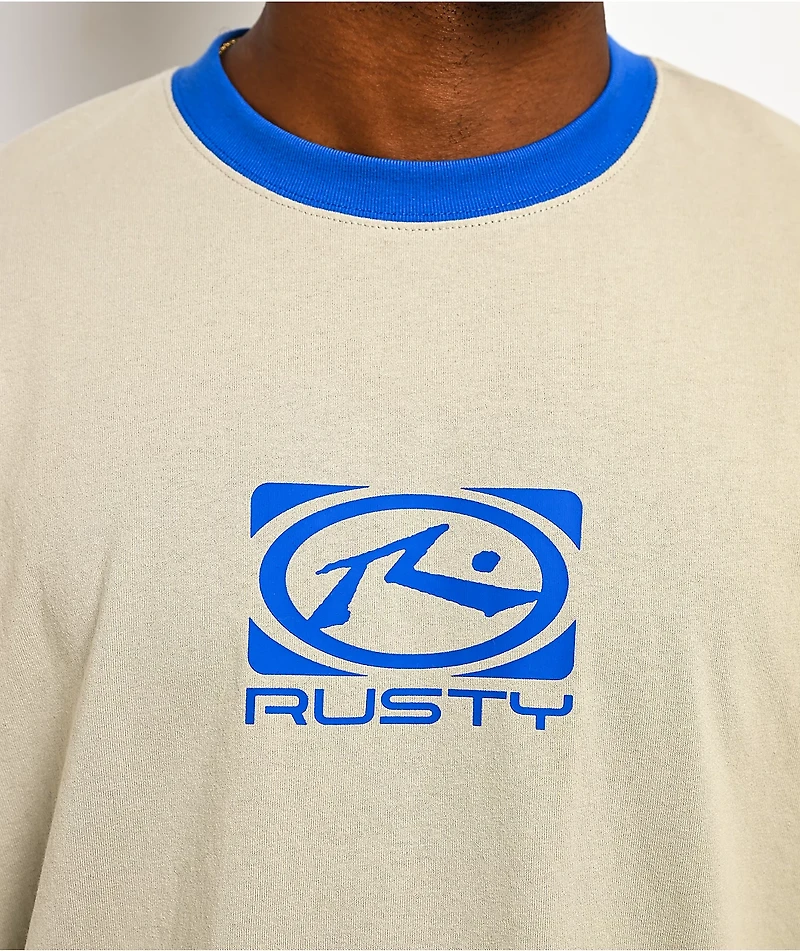 Rusty Hyper Stone & Blue Heavyweight Ringer T-Shirt