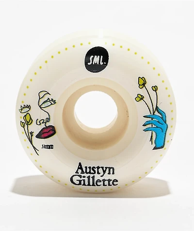 SML. Lucidity Series Gillette 53mm 99a V Cut White Skateboard Wheels