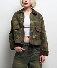 STOOSH Camo Wash Crop Barn Jacket
