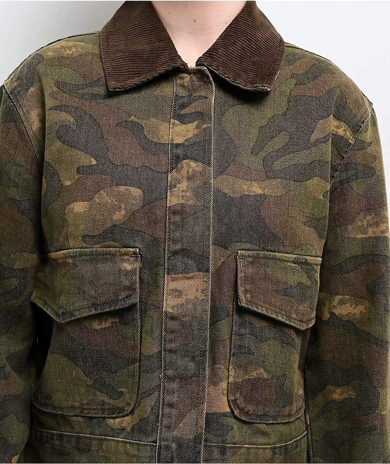 STOOSH Camo Wash Crop Barn Jacket