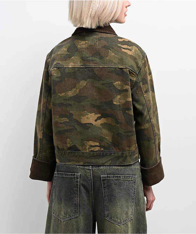 STOOSH Camo Wash Crop Barn Jacket