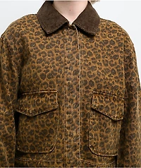 STOOSH Cheetah Brown Wash Crop Barn Jacket