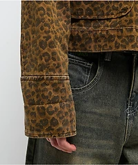 STOOSH Cheetah Brown Wash Crop Barn Jacket