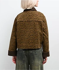 STOOSH Cheetah Brown Wash Crop Barn Jacket