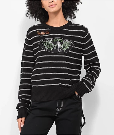 SWIXXZ Bat Black Distressed Sweater