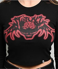 SWIXXZ Bat Black Long Sleeve Crop T-Shirt