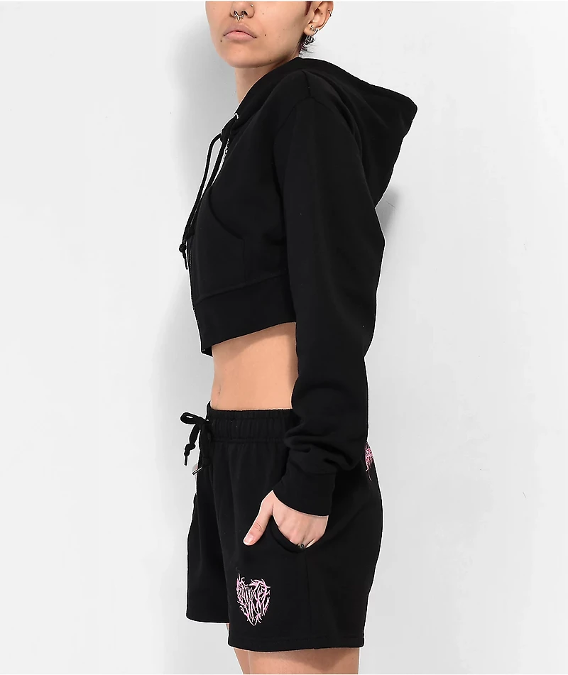 SWIXXZ Centipede Black Crop Zip Hoodie