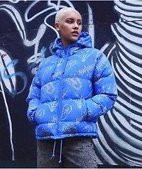 SWIXXZ Chrome AOP Light Blue Puffer Jacket