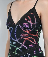 SWIXXZ Chrome Chain Black Crop Tank Top