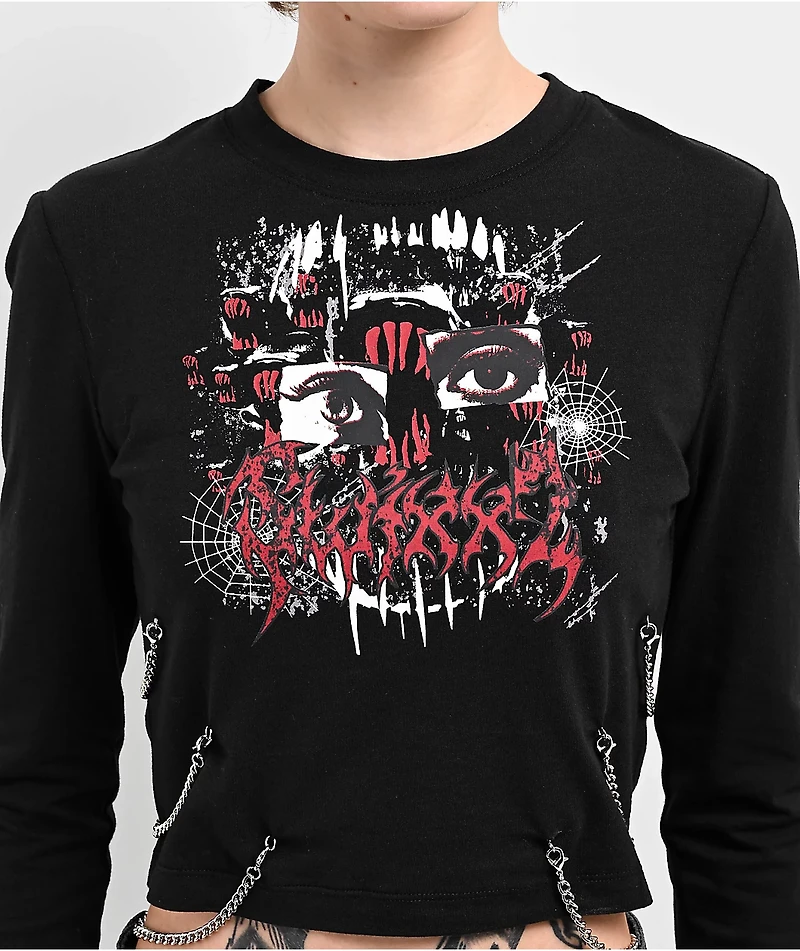 SWIXXZ Creature Chain Black Long Sleeve Crop T-Shirt