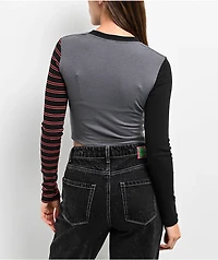 SWIXXZ Creepy Chrome Grey Long Sleeve Crop T-Shirt