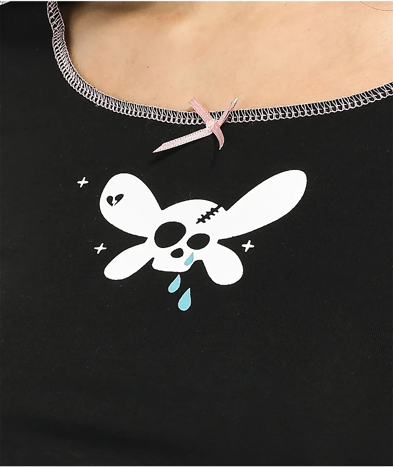 SWIXXZ Dark And Cutesy Black Crop Long Sleeve T-Shirt