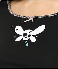 SWIXXZ Dark And Cutesy Black Crop Long Sleeve T-Shirt