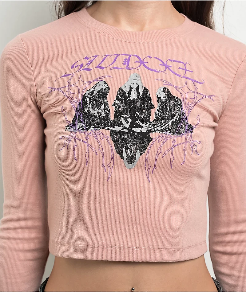 SWIXXZ Dark Castles Pink Long Sleeve Crop T-Shirt