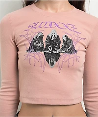 SWIXXZ Dark Castles Pink Long Sleeve Crop T-Shirt