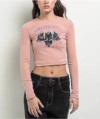 SWIXXZ Dark Castles Pink Long Sleeve Crop T-Shirt