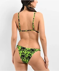 SWIXXZ Grunge Skull Triangle Green Bikini Top