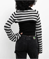 SWIXXZ Heavenly Black & Grey Shrug Crop Tank Top Set