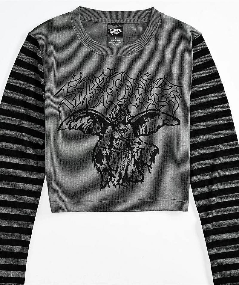 SWIXXZ Heavenly Grey Stripe Long Sleeve T-Shirt
