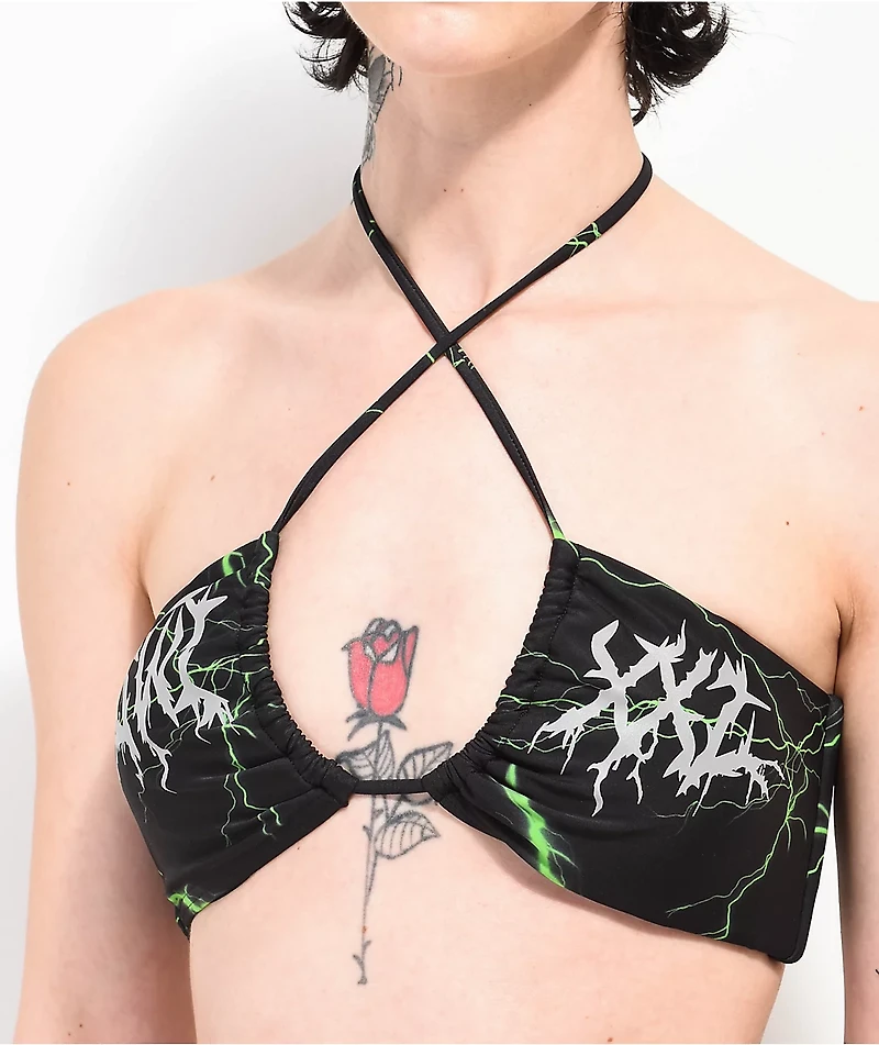 SWIXXZ Lightning Black Wrap Bikini Top