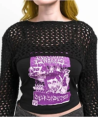 SWIXXZ Metal Collage Black Crop Sweater