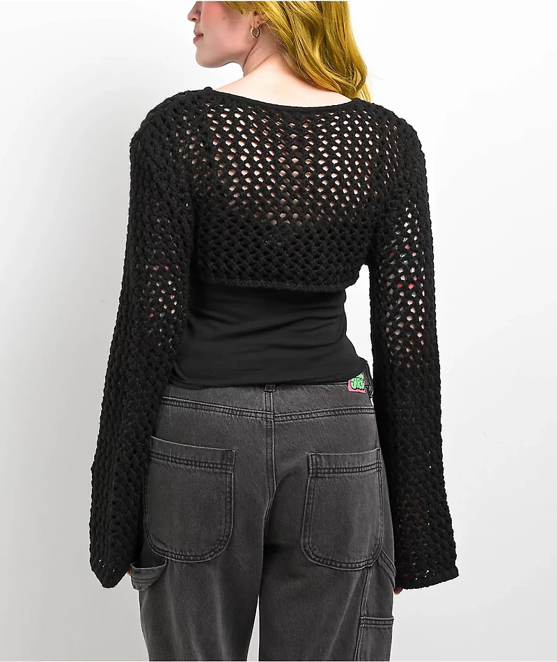 SWIXXZ Metal Collage Black Crop Sweater