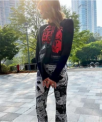 SWIXXZ Photo Opp Black Crop Long Sleeve T-Shirt