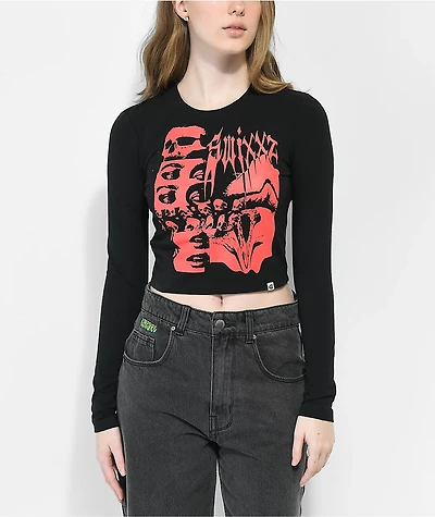 SWIXXZ Photo Opp Black Crop Long Sleeve T-Shirt