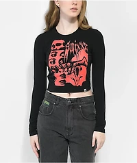 SWIXXZ Photo Opp Black Crop Long Sleeve T-Shirt