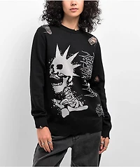 SWIXXZ Punk Distressed Black Sweater