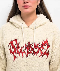 SWIXXZ Punk Patched Cream Sherpa Hoodie