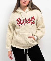 SWIXXZ Punk Patched Cream Sherpa Hoodie