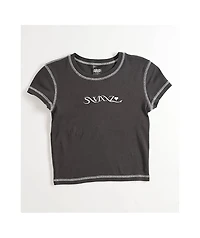 SWIXXZ Rhinestone Wings Grey Crop T-Shirt