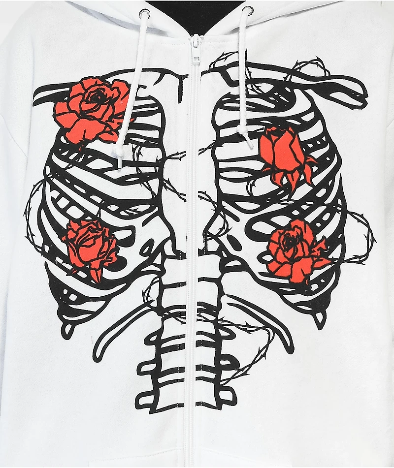SWIXXZ Skeleton White Zip Hoodie