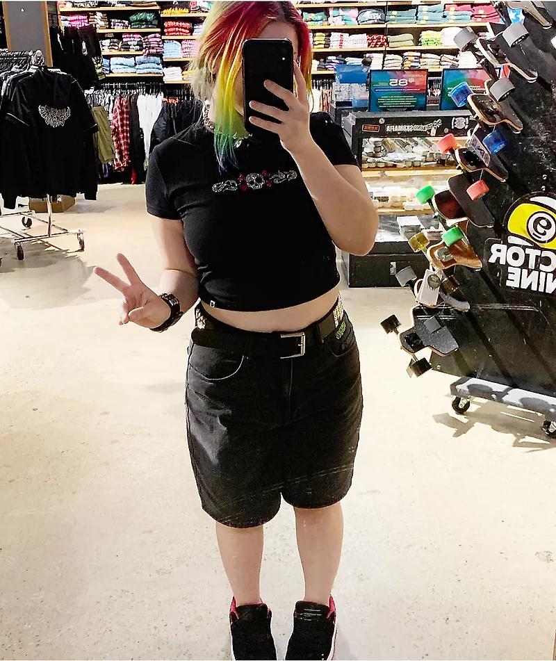 SWIXXZ Skull Black Crop T-Shirt